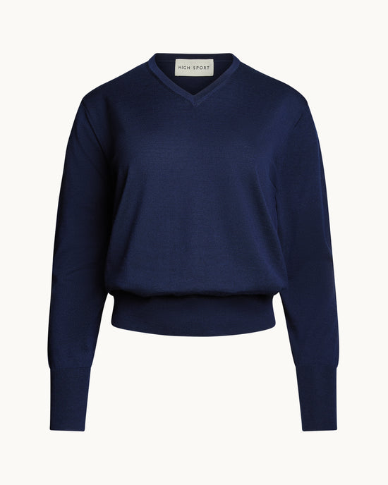 Fine Wool Cashmere Elliott Sweater in Midnight