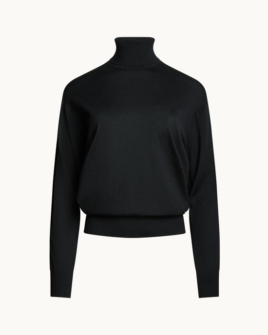 Fine Wool Cashmere Griffin Turtleneck in Black