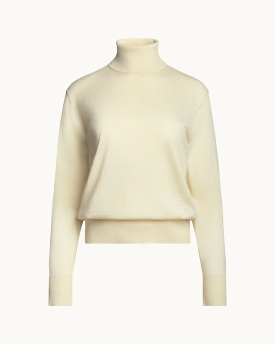 Fine Wool Cashmere Griffin Turtleneck in Ivory