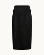 Slinky Stripe Nat Skirt in Black