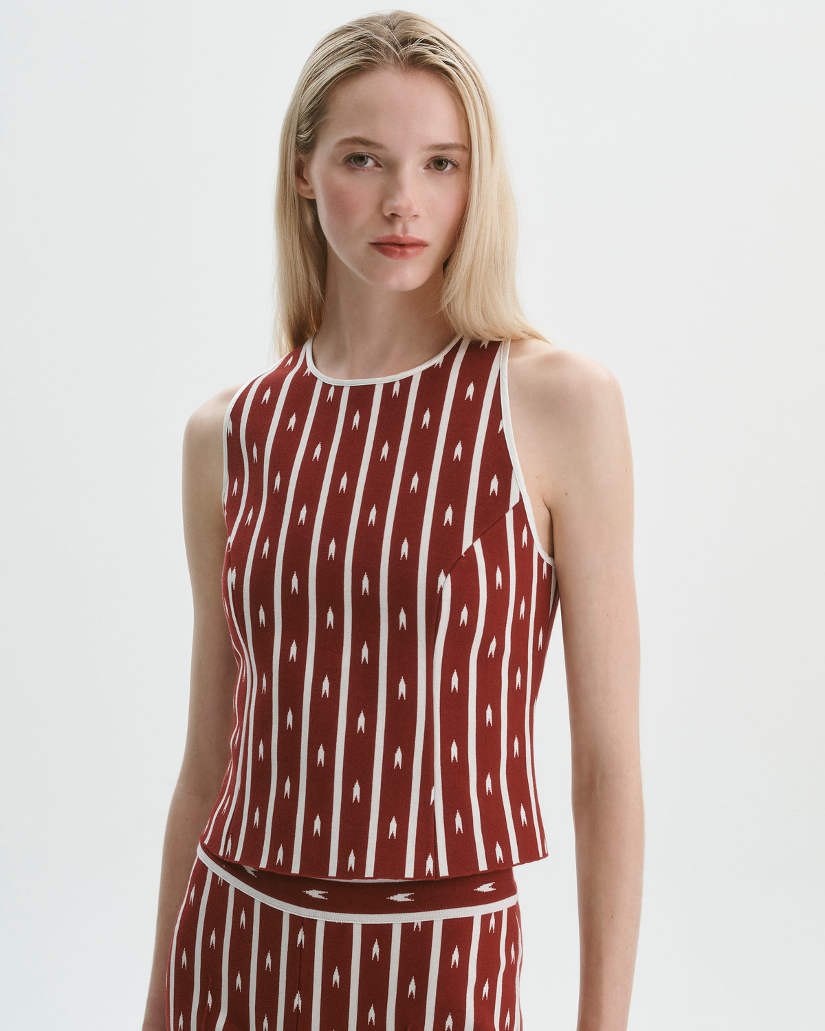 Sara Top in Merlot/Ivory Arrow Stripe