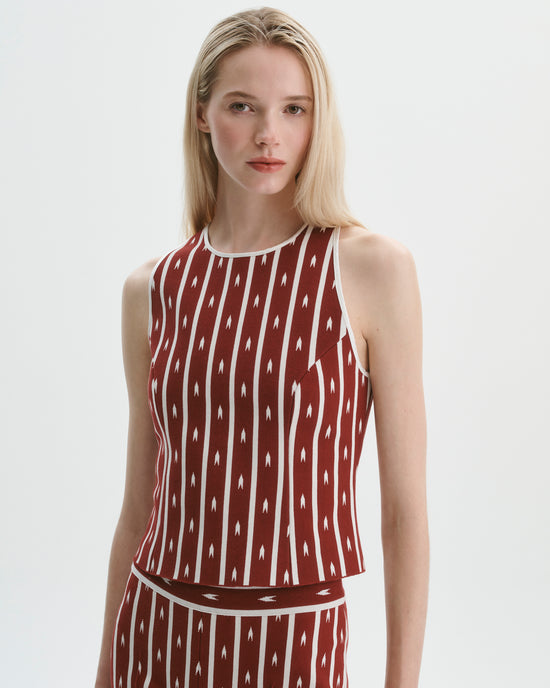 Sara Top in Merlot/Ivory Arrow Stripe